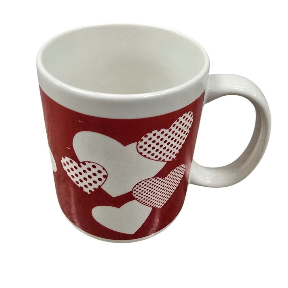 Vintage Retro Houston Foods Red White Valentines Hearts Coffee Mug HF 80s/90s